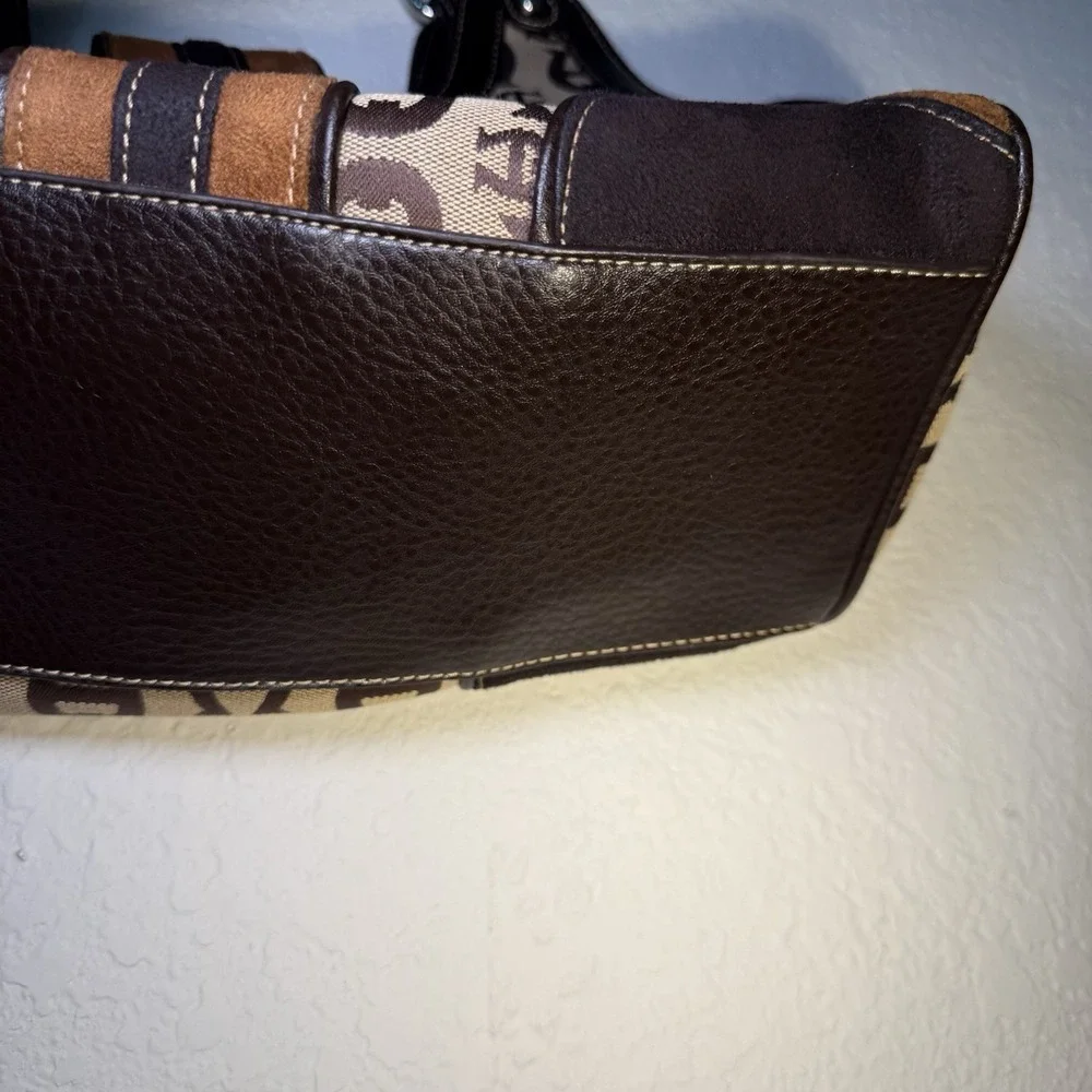 Etienne Aigner VTG‎ Brown Canvas Leather Signature Logo Satchel Handbag Purse